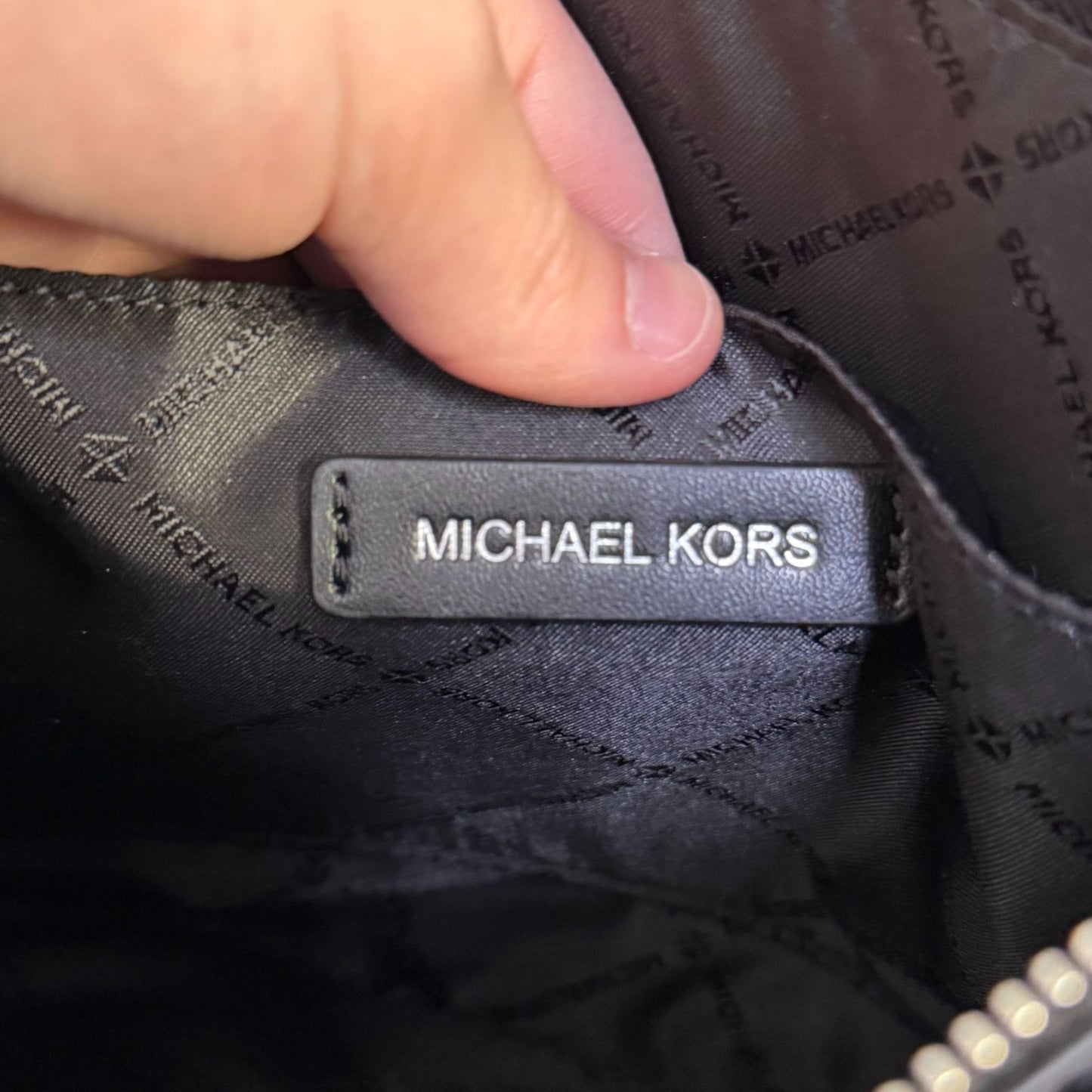 NWT Michael Kors Black Logo Satchel With Silver-Tone Hardware
