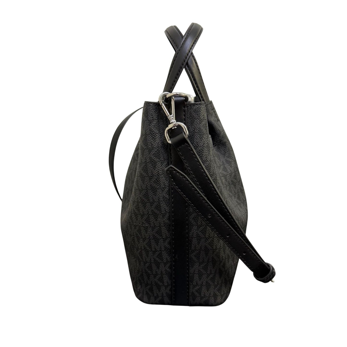 NWT Michael Kors Black Logo Satchel With Silver-Tone Hardware