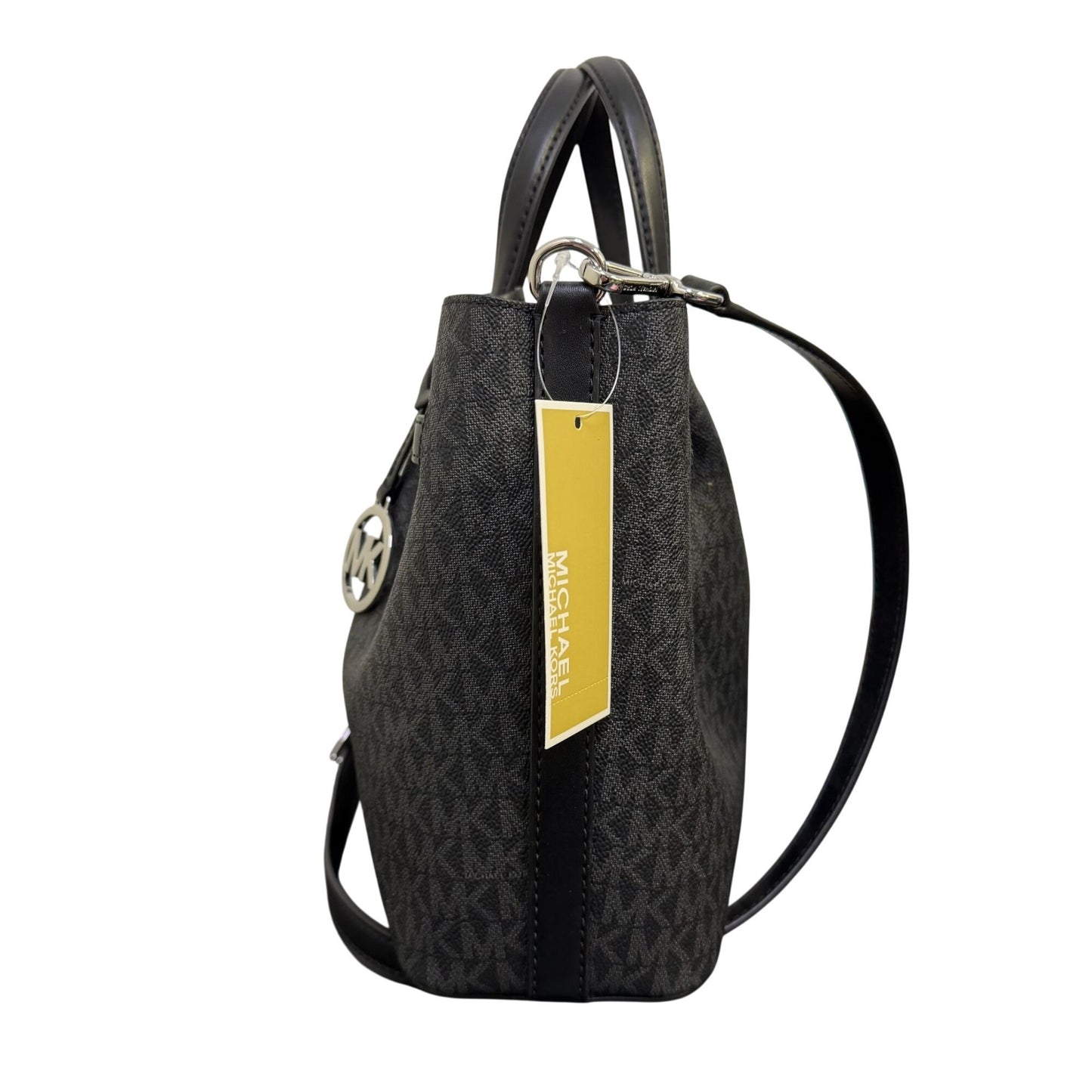 NWT Michael Kors Black Logo Satchel With Silver-Tone Hardware