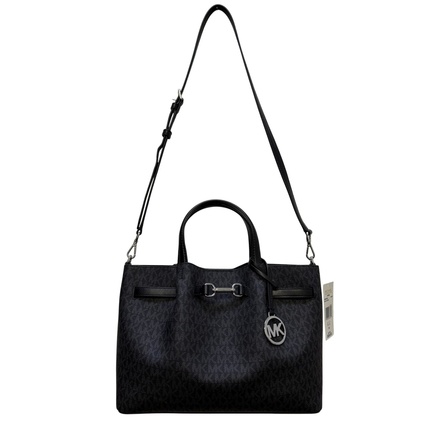 NWT Michael Kors Black Logo Satchel With Silver-Tone Hardware
