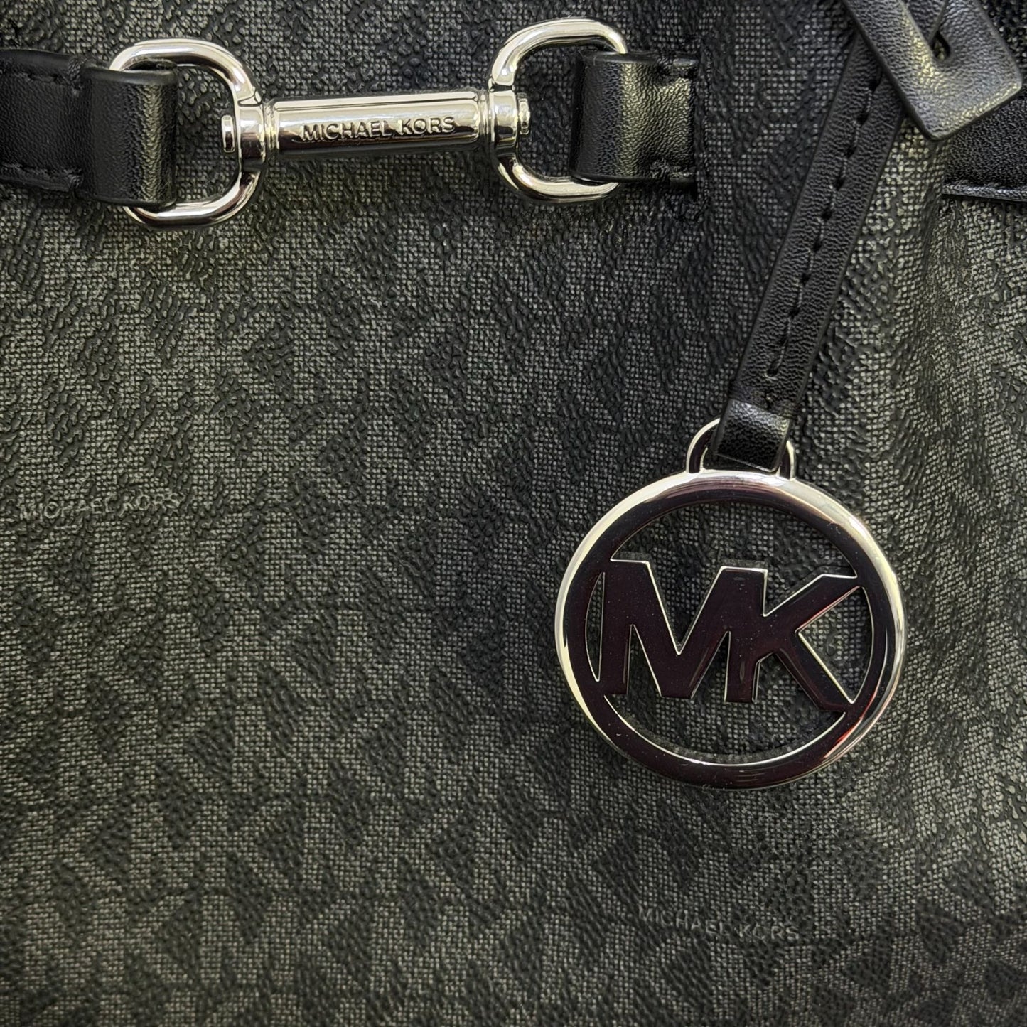NWT Michael Kors Black Logo Satchel With Silver-Tone Hardware