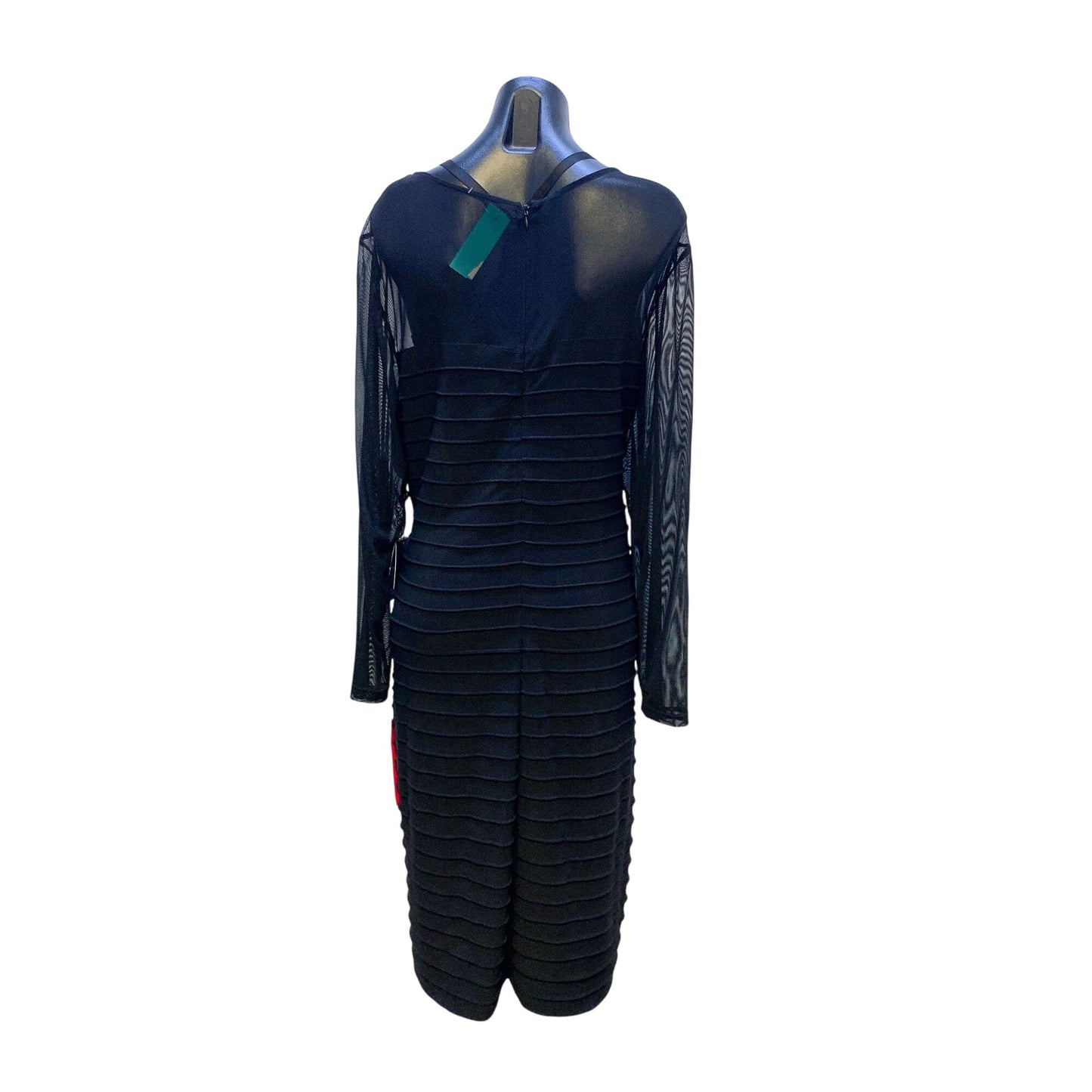 NWT Adrianna Papell Black Mesh & Jersey Textured Dress - Size 20W