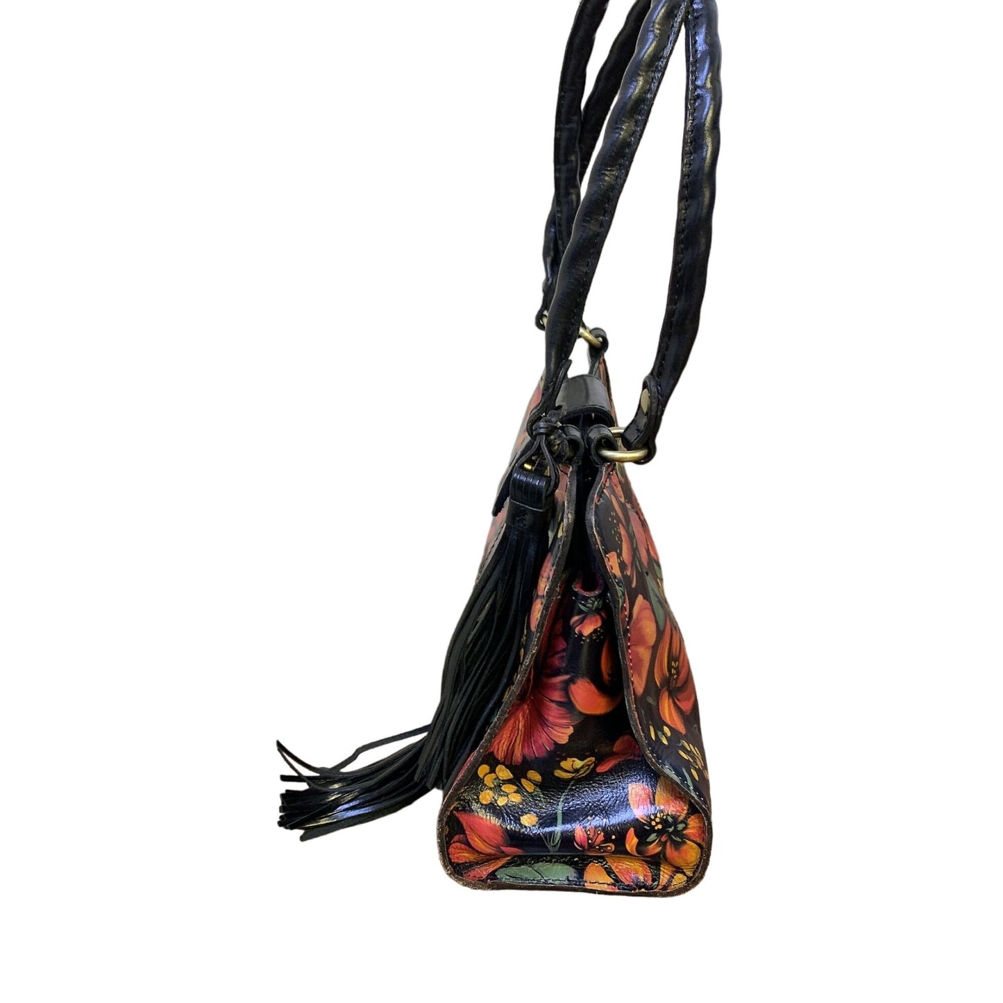 Patricia Nash Rosina Floral Print Leather Handbag With Tassel & Sturdy Handles