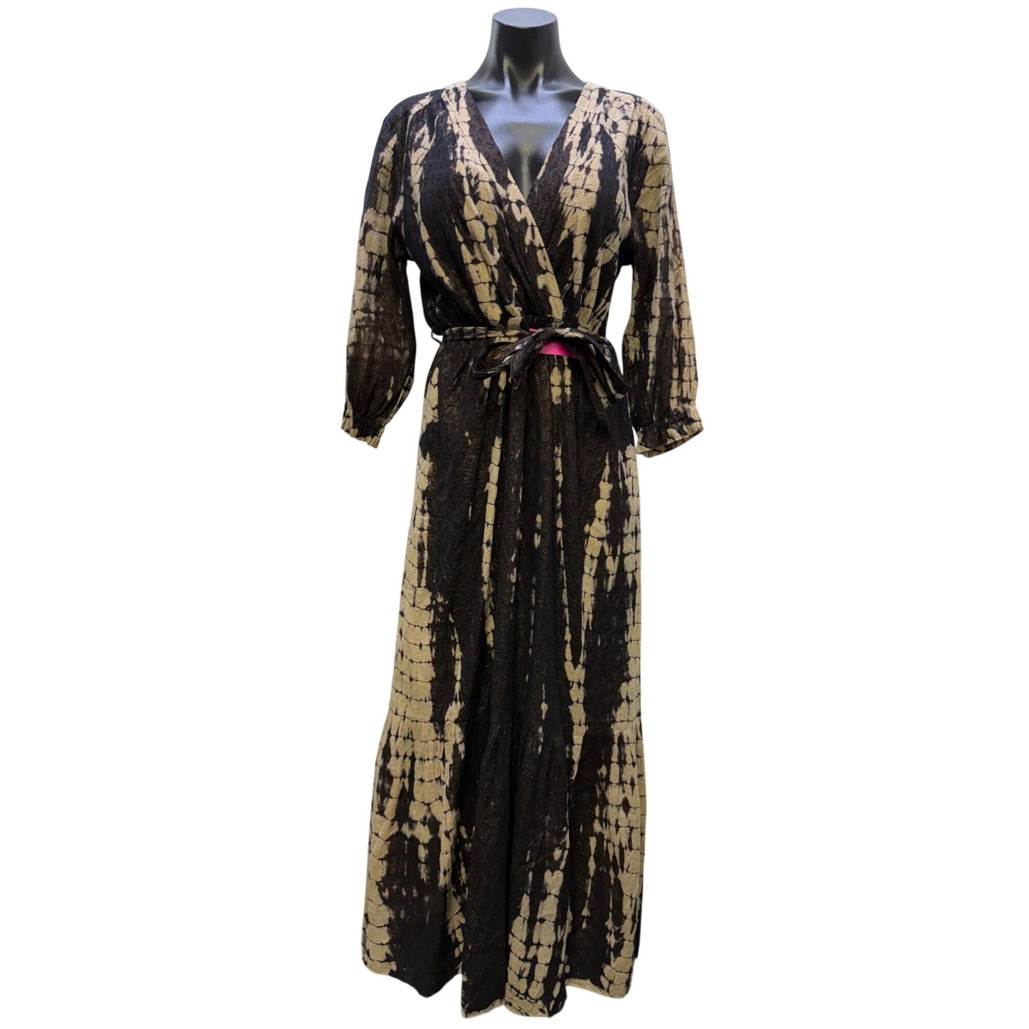 Maison Hotel Black & Cream Belted Maxi Dress S