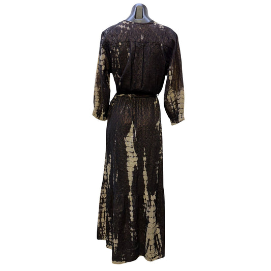 Maison Hotel Black & Cream Belted Maxi Dress S