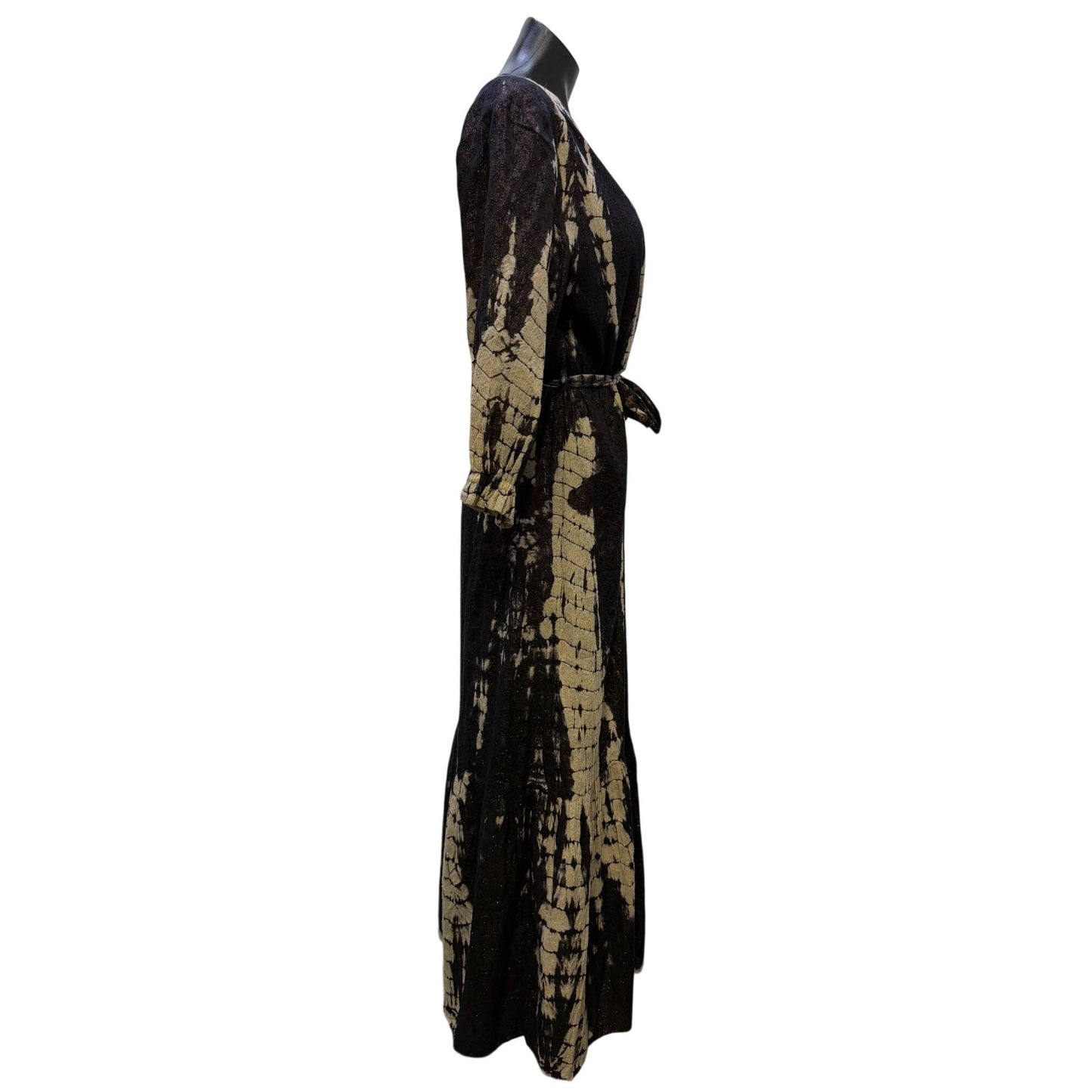 Maison Hotel Black & Cream Belted Maxi Dress S