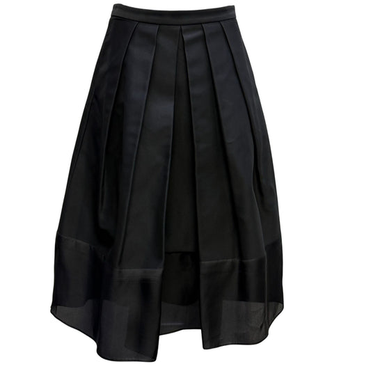 Tibi Black Pleated A-Line Midi Skirt Size 2