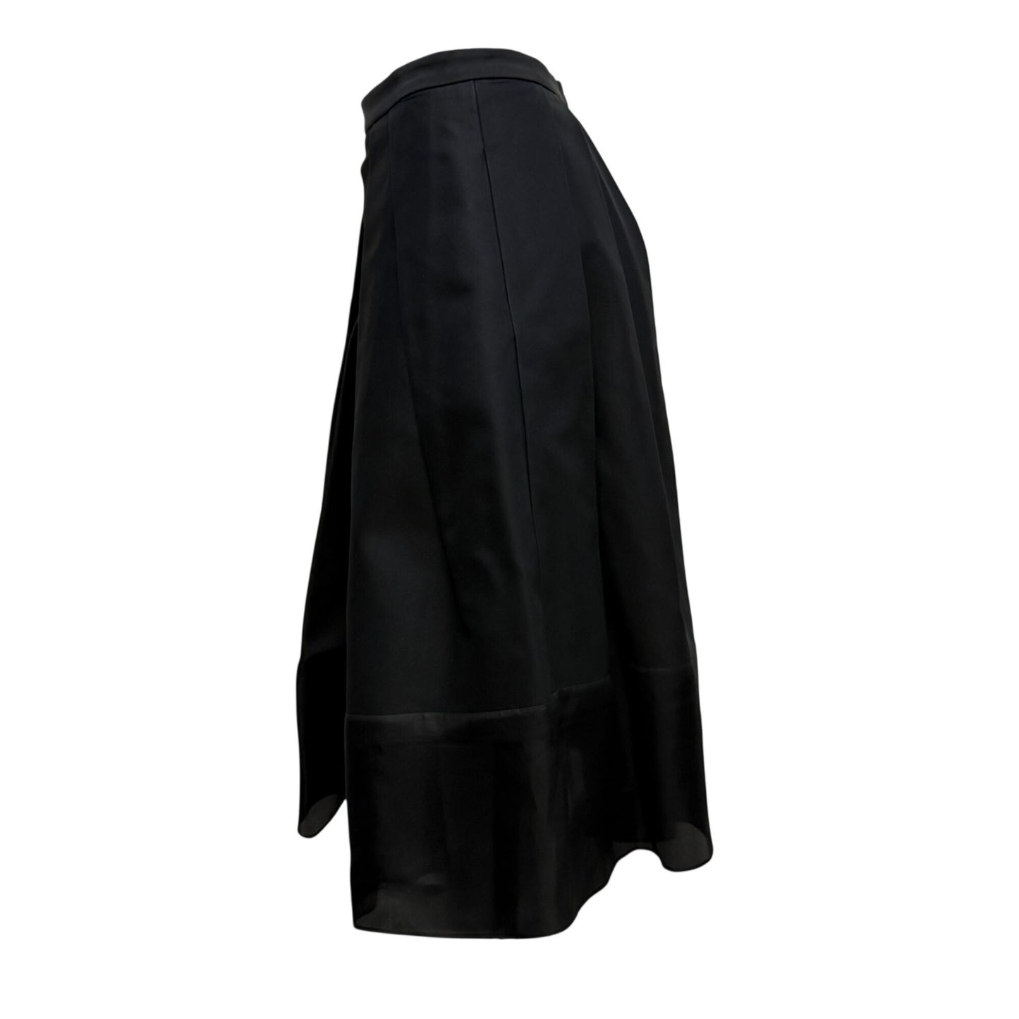 Tibi Black Pleated A-Line Midi Skirt Size 2