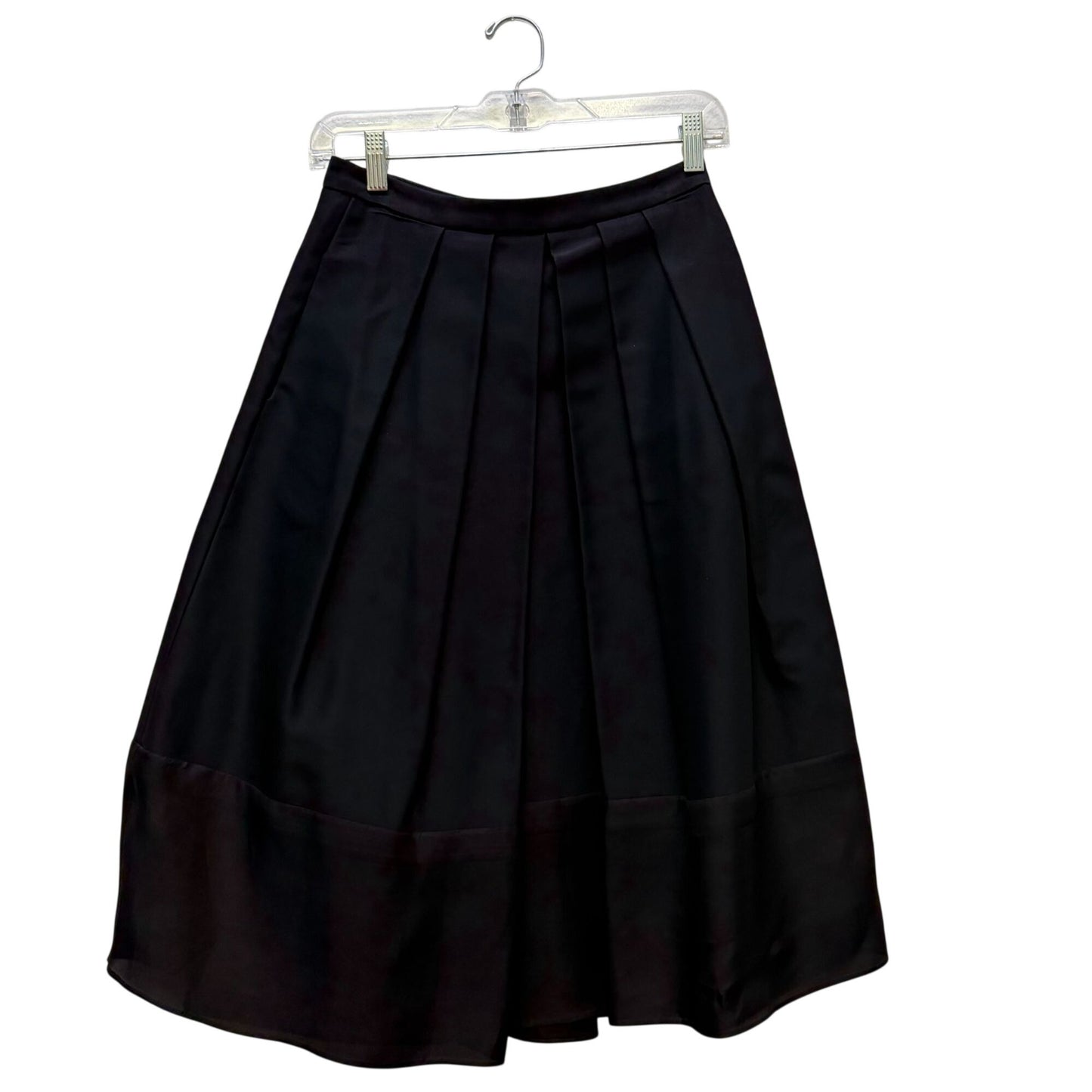Tibi Black Pleated A-Line Midi Skirt Size 2