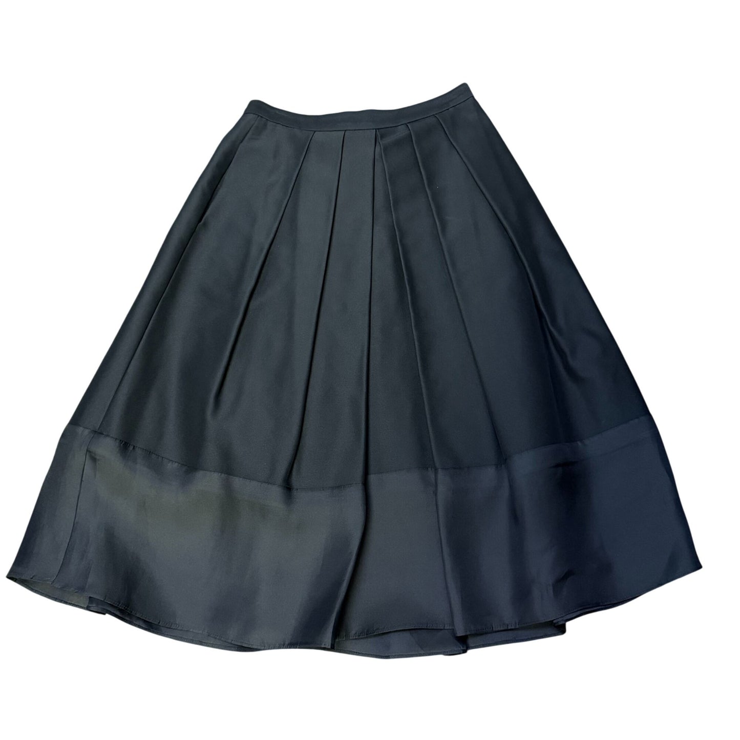 Tibi Black Pleated A-Line Midi Skirt Size 2