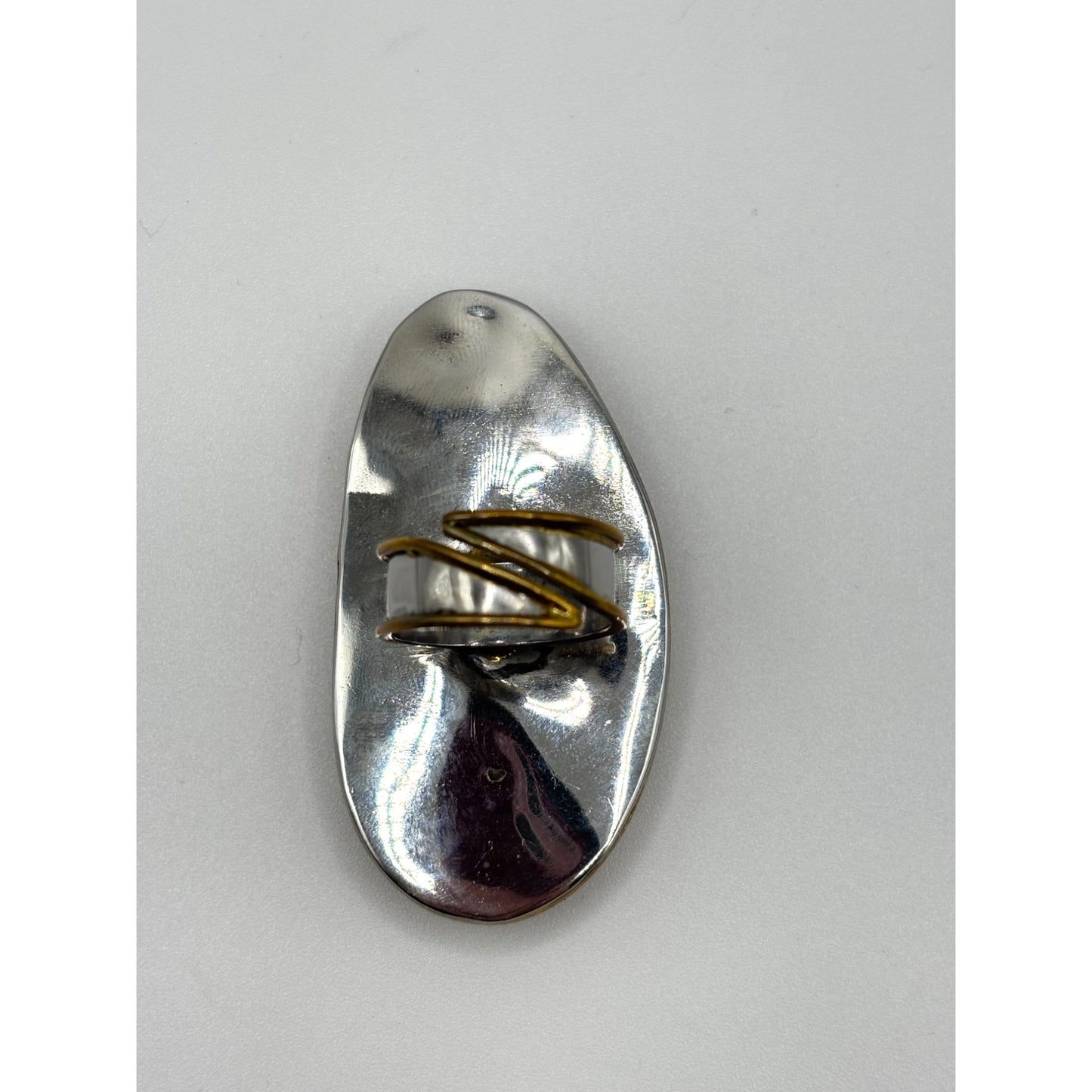 Handcrafted Blue Druzy Agate Statement Ring Mixed Metal Artisan Design