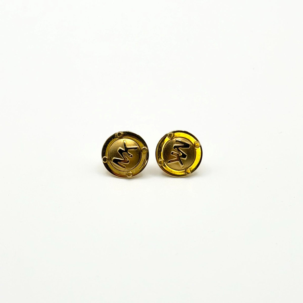 Michael Kors Gold-Tone MK Logo Stud Earrings