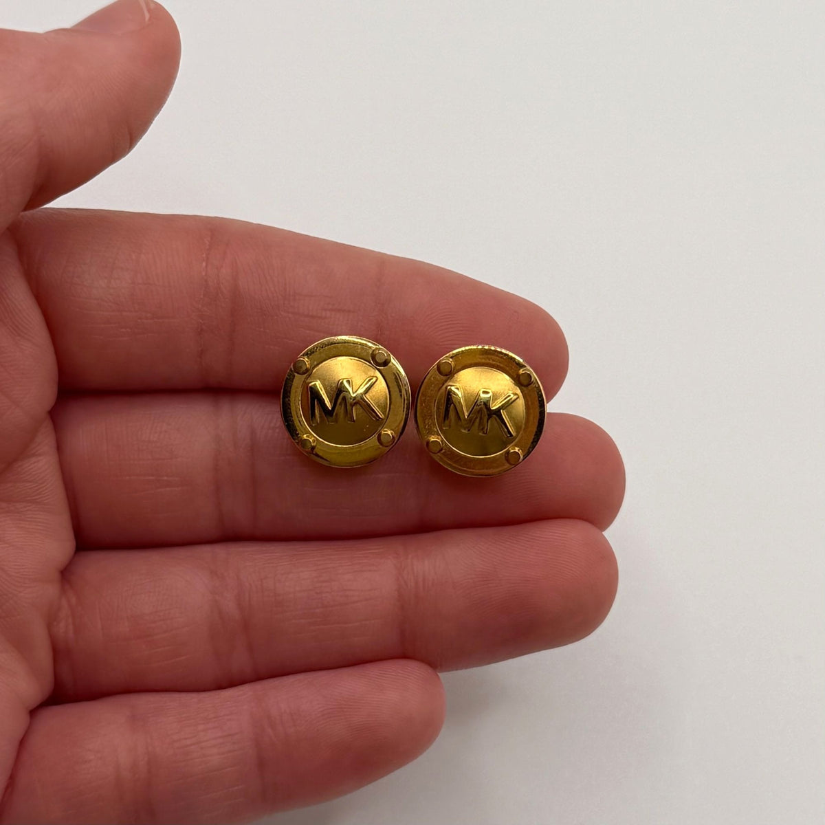 Michael Kors Gold-Tone MK Logo Stud Earrings