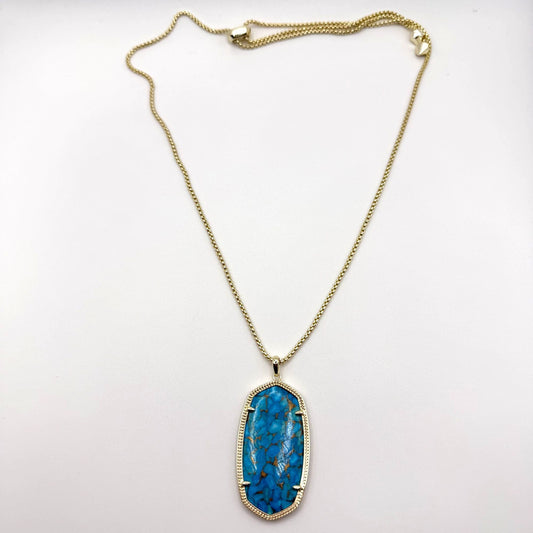Kendra Scott Necklace Gold-Tone With Turquoise Pendant