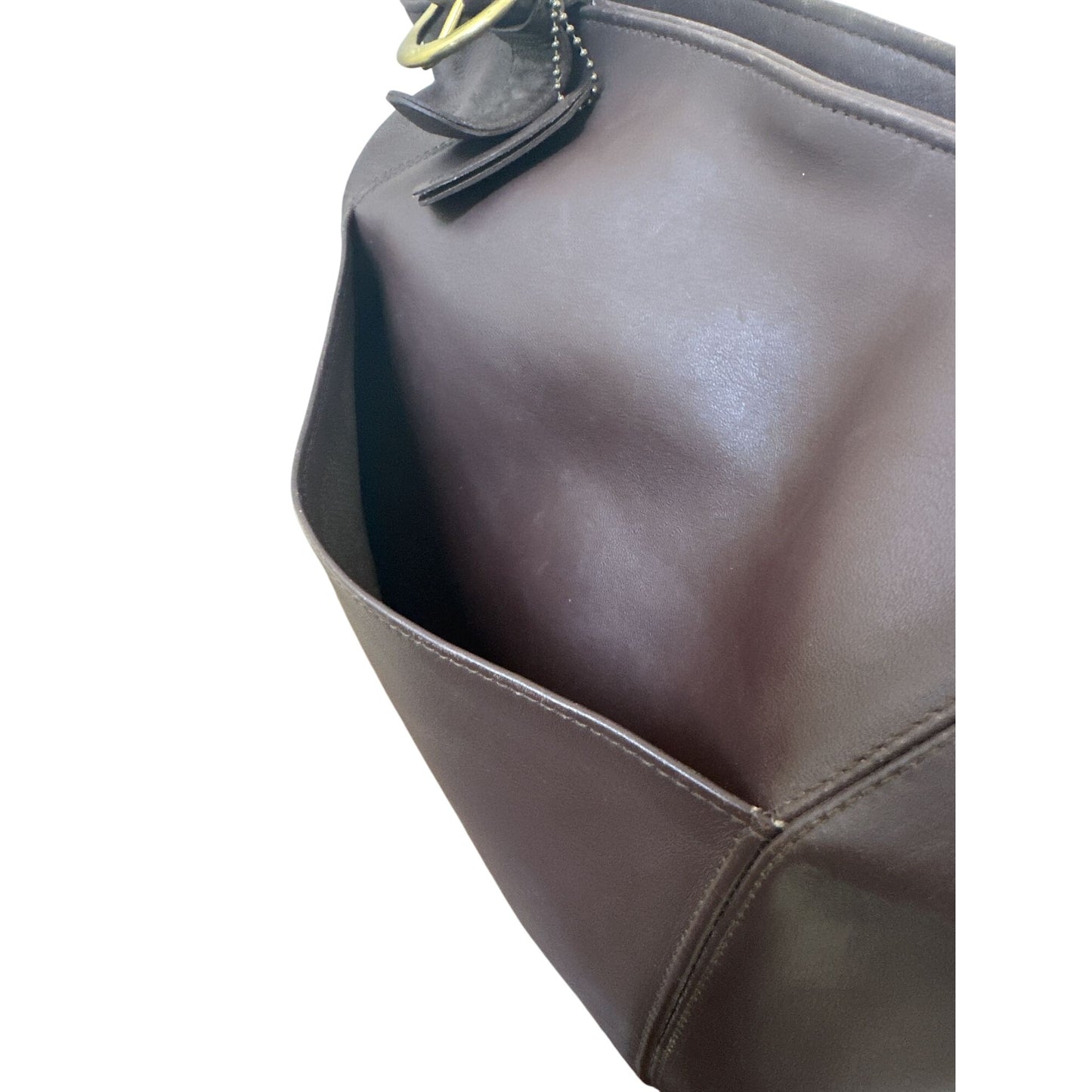 Coach Vintage Classic Design Brown All Leather Tote Handbag w/Gold Hardware & Tag