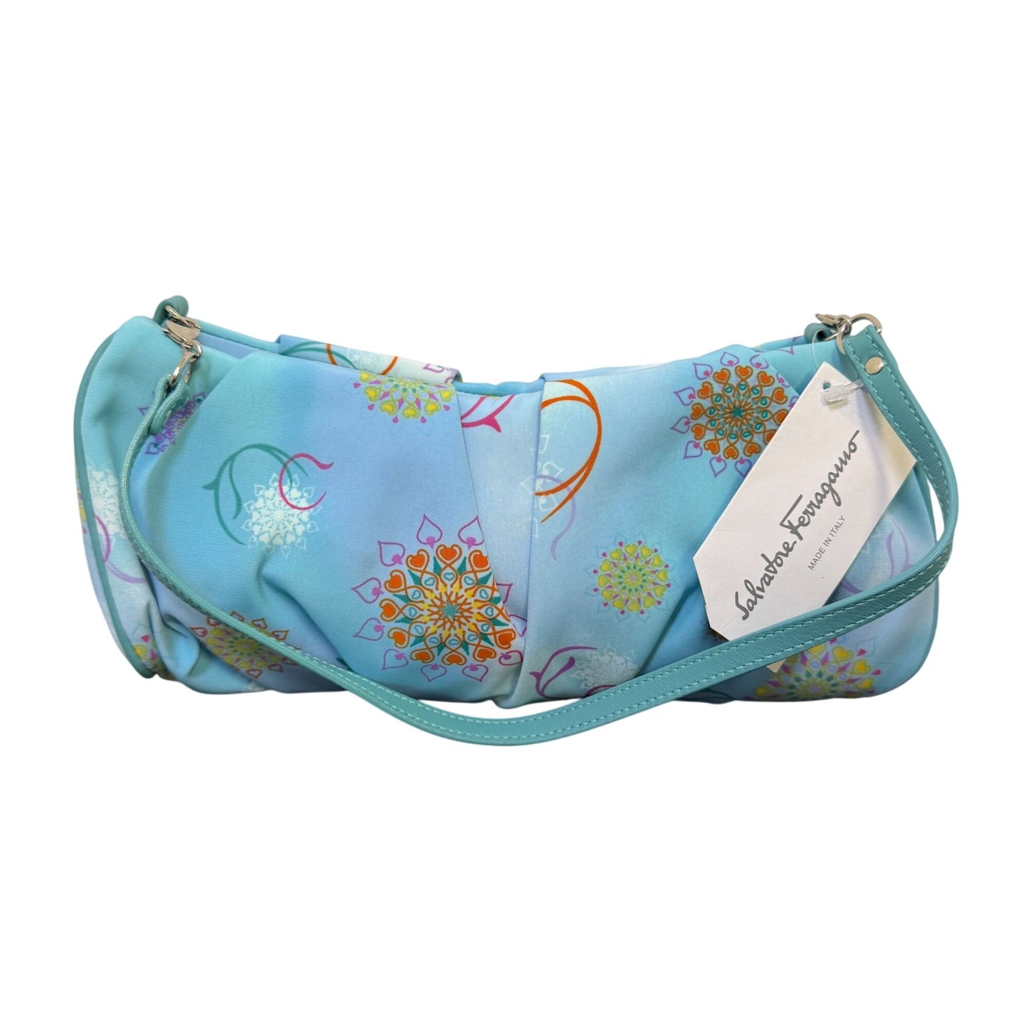 NWT Salvatore Ferragamo Blue Floral Pattern Shoulder Bag