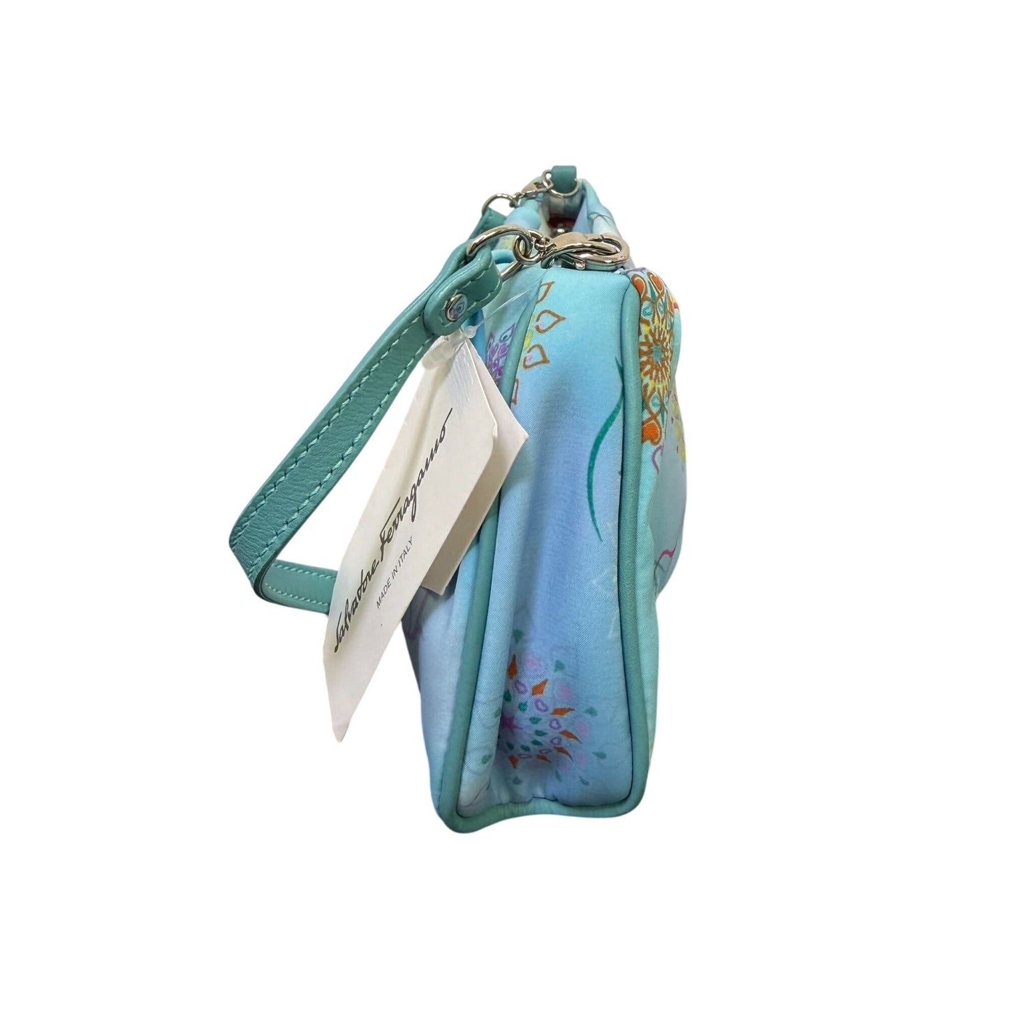 NWT Salvatore Ferragamo Blue Floral Pattern Shoulder Bag