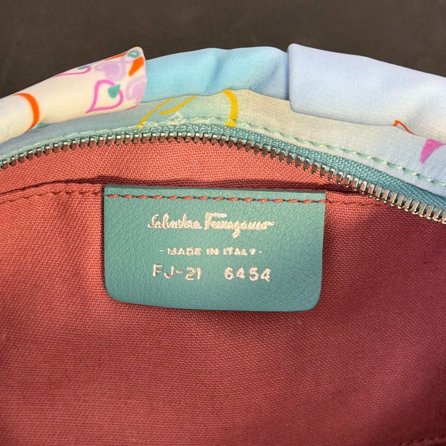 NWT Salvatore Ferragamo Blue Floral Pattern Shoulder Bag