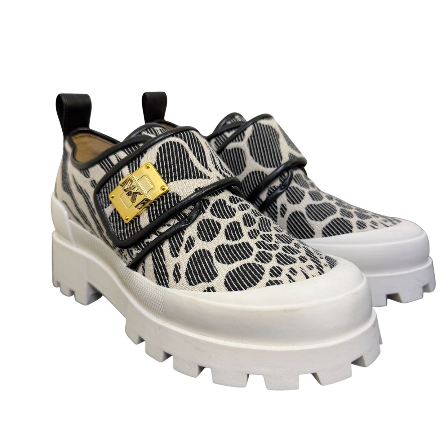 Michael Kors Animal Print Platform Loafers White & Black Size 6