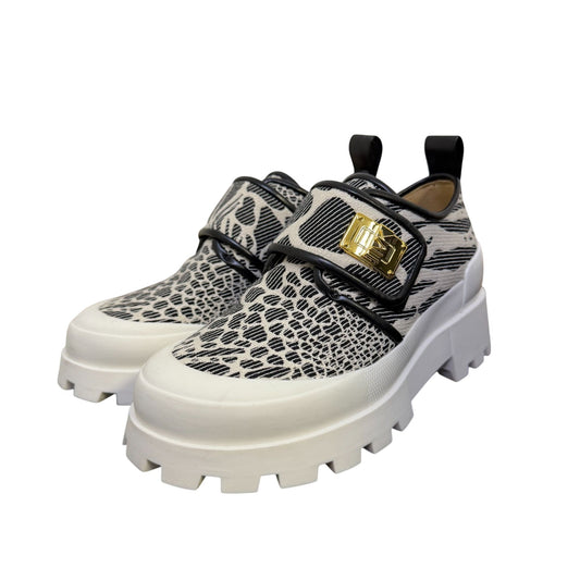 Michael Kors Animal Print Platform Loafers White & Black Size 6