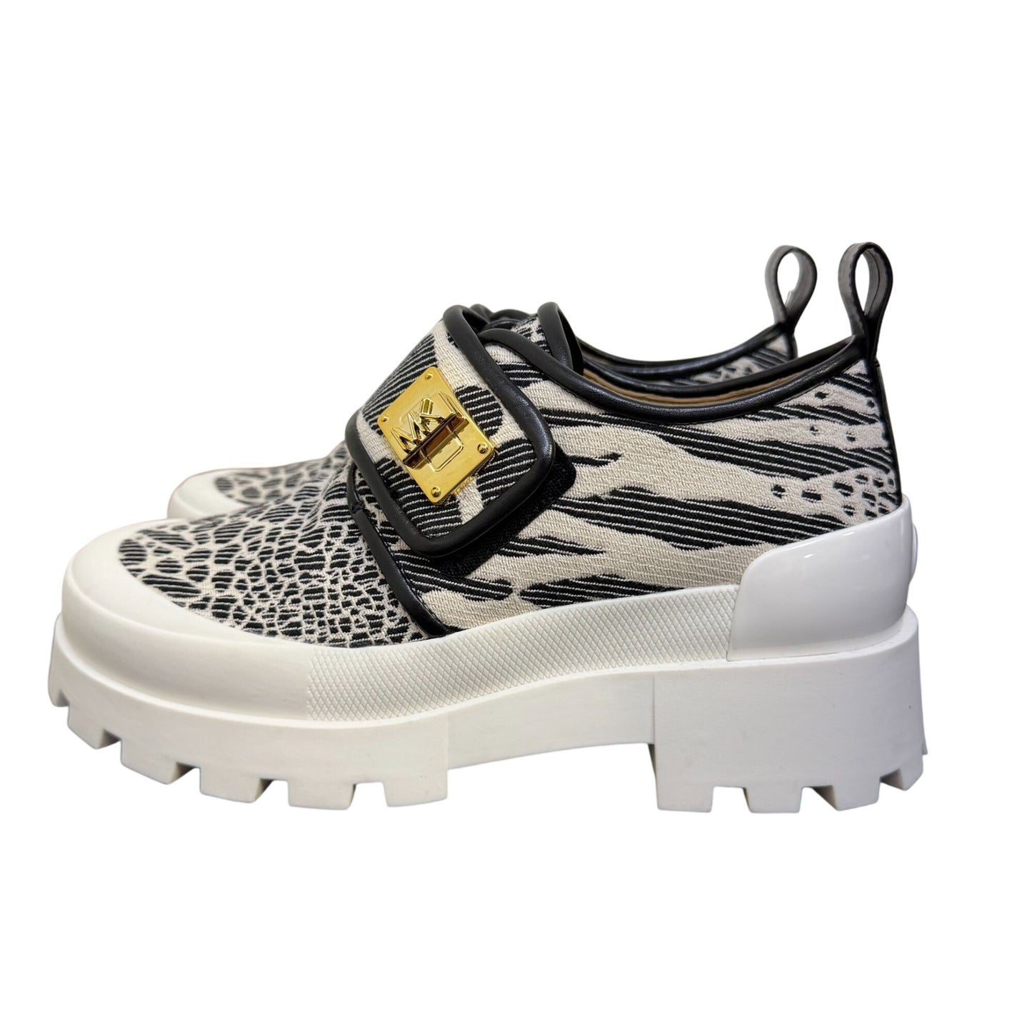 Michael Kors Animal Print Platform Loafers White & Black Size 6