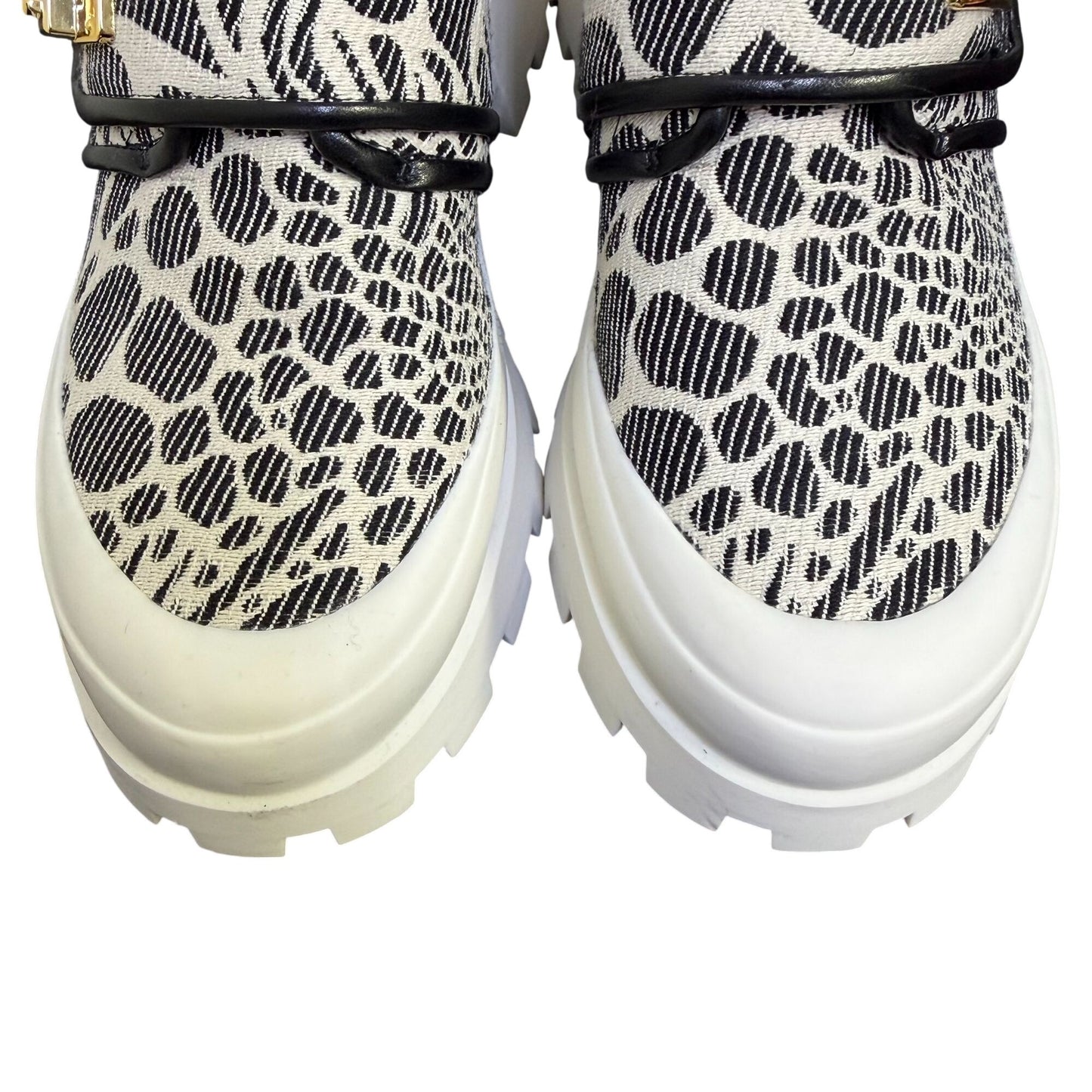 Michael Kors Animal Print Platform Loafers White & Black Size 6