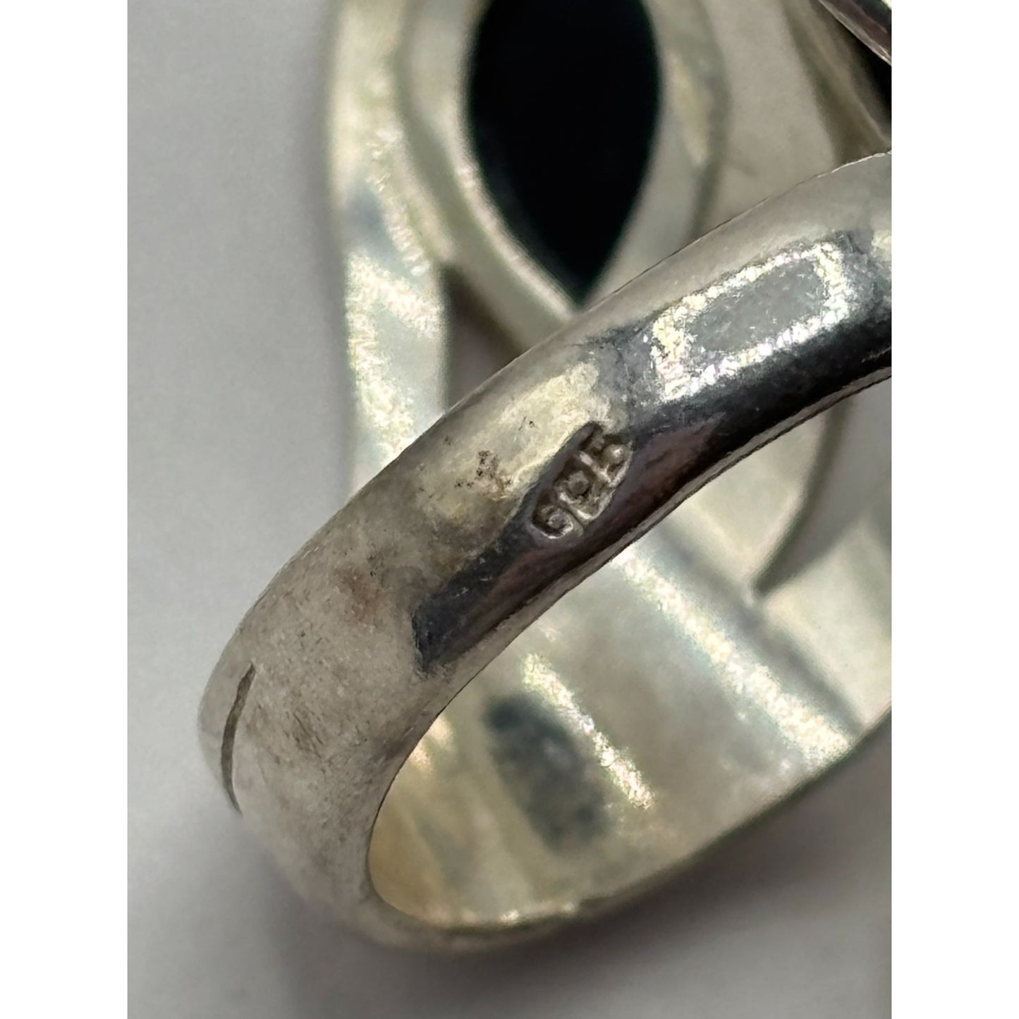 Sterling Silver 925 Amber Statement Ring Modern Swirl Design Size 5