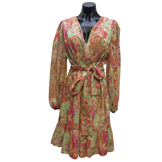 NWT Alex Marie Floral Print Pink & Mint  Long Sleeve Dress 12