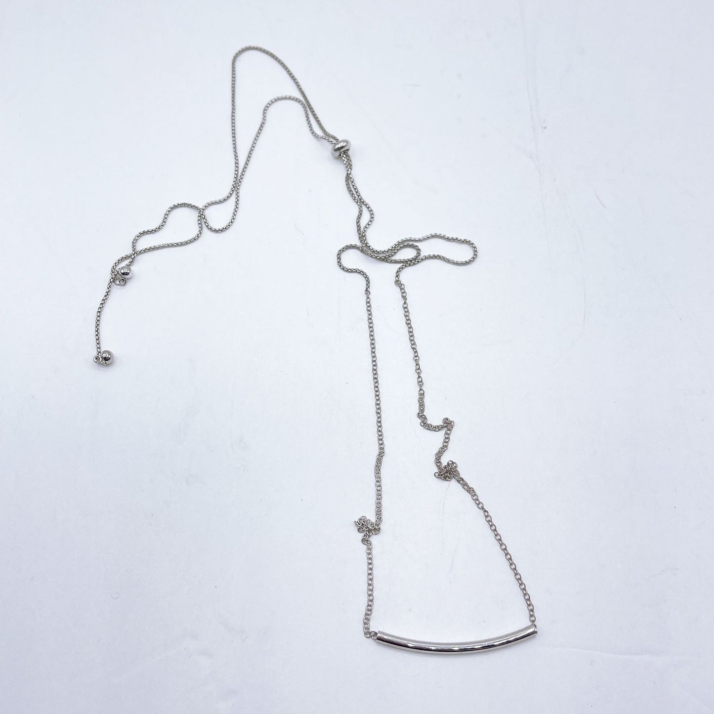 Kendra Scott Silver Bar Pendant Necklace Adjustable Chain