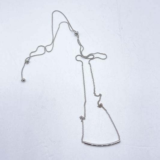 Kendra Scott Silver Bar Pendant Necklace Adjustable Chain