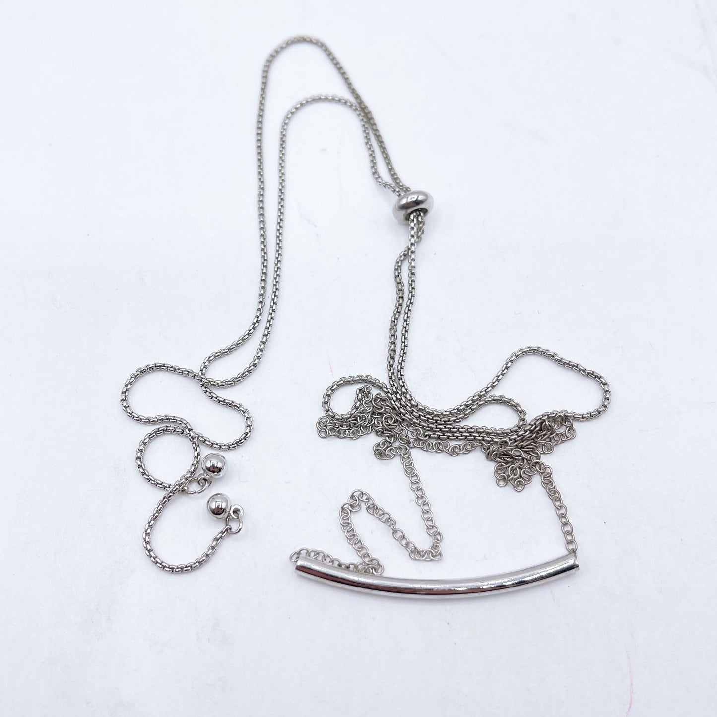 Kendra Scott Silver Bar Pendant Necklace Adjustable Chain