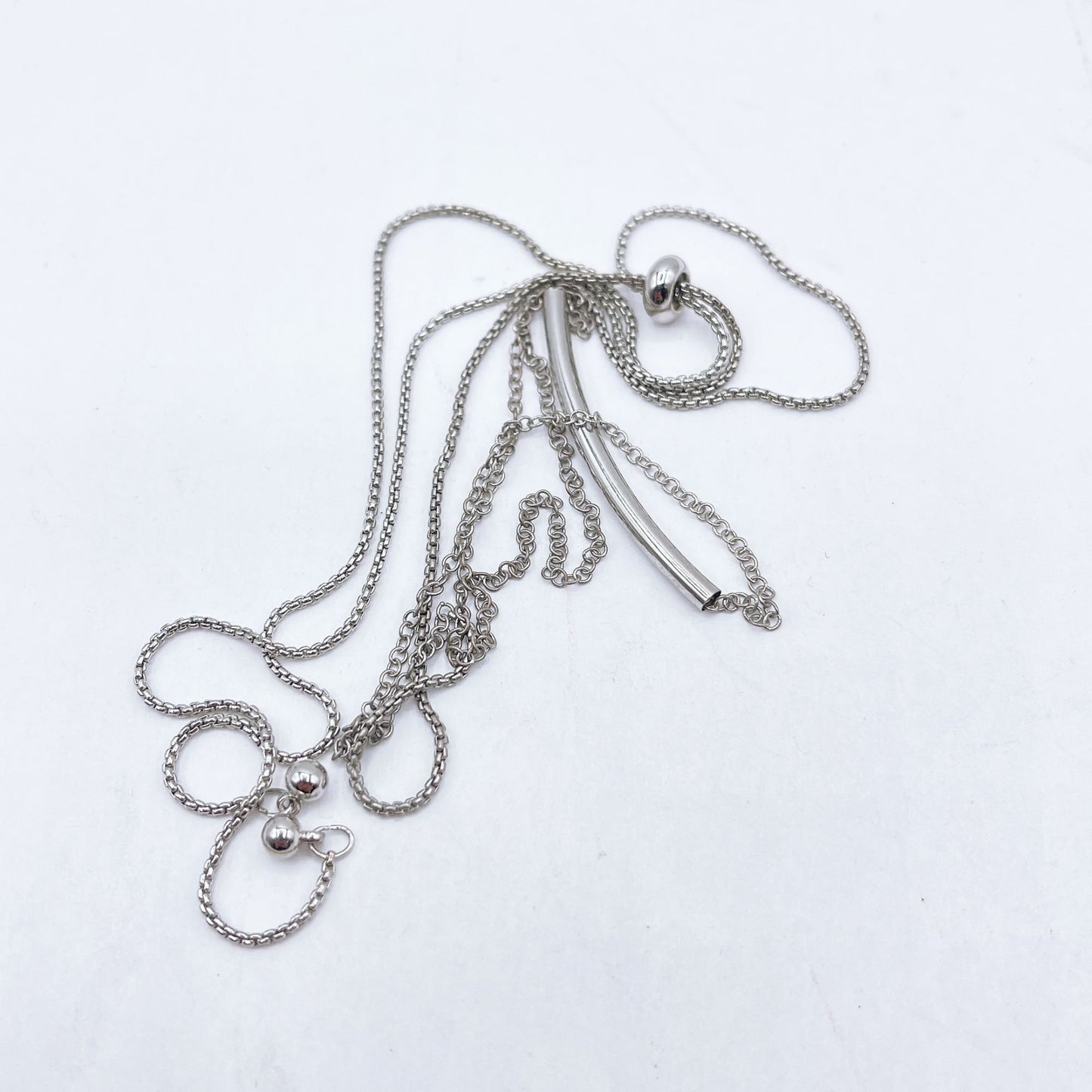 Kendra Scott Silver Bar Pendant Necklace Adjustable Chain