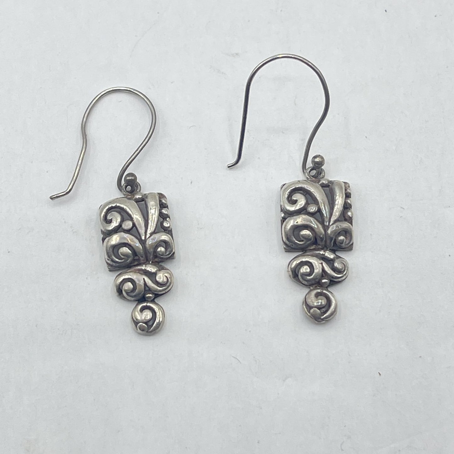 Vintage 925 Sterling Silver Filigree Dangle Earrings Medium