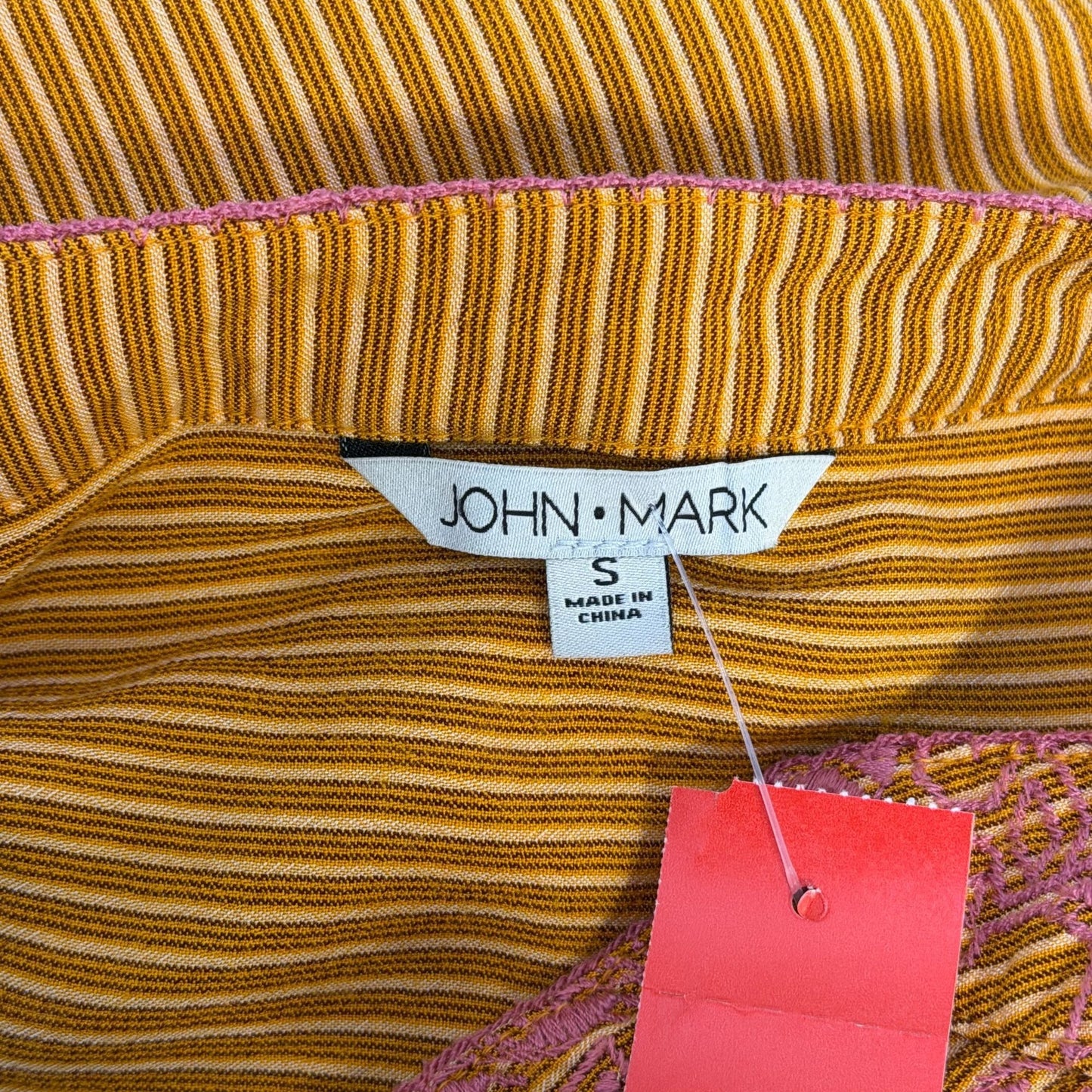 John Mark Orange Multi Floral Hem Blouse Embroidered S