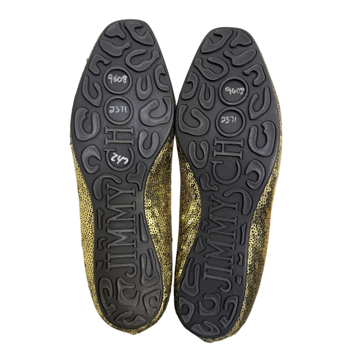 NWOT Jimmy Choo Gold Sequin Loafers Size 7 / EU 37.5