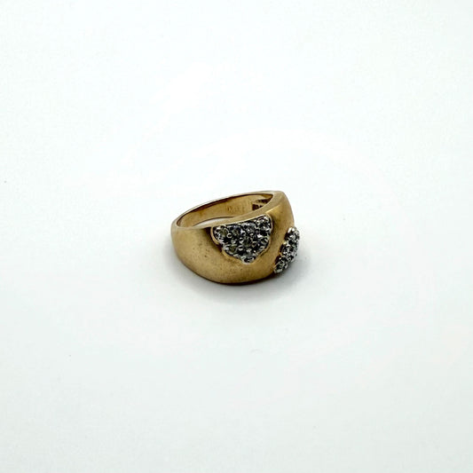 925 Gold Tone Ring With Clustered Silver Accents Sz 9