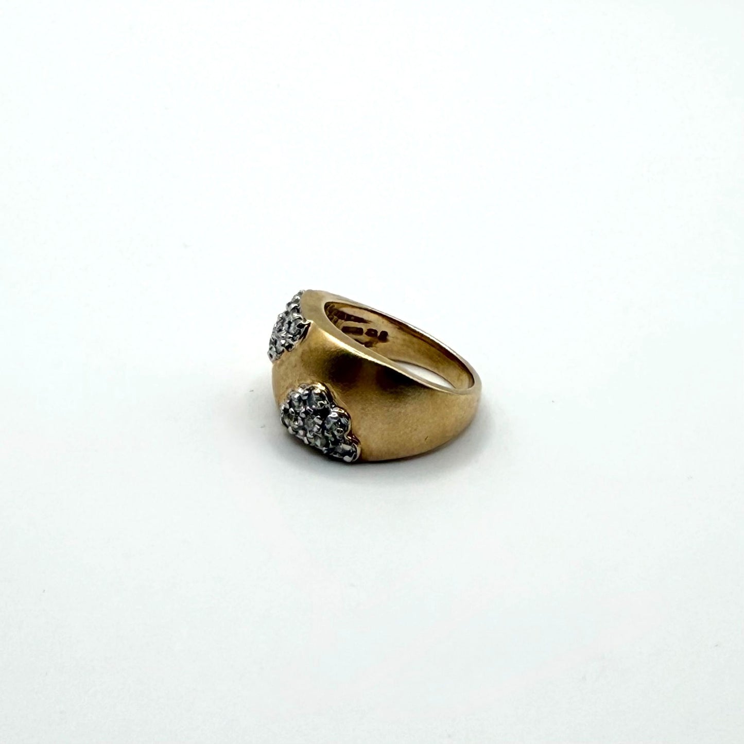 925 Gold Tone Ring With Clustered Silver Accents Sz 9