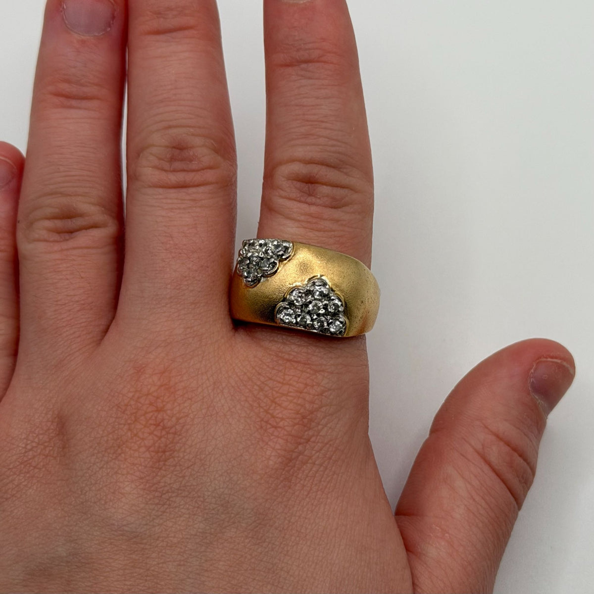925 Gold Tone Ring With Clustered Silver Accents Sz 9