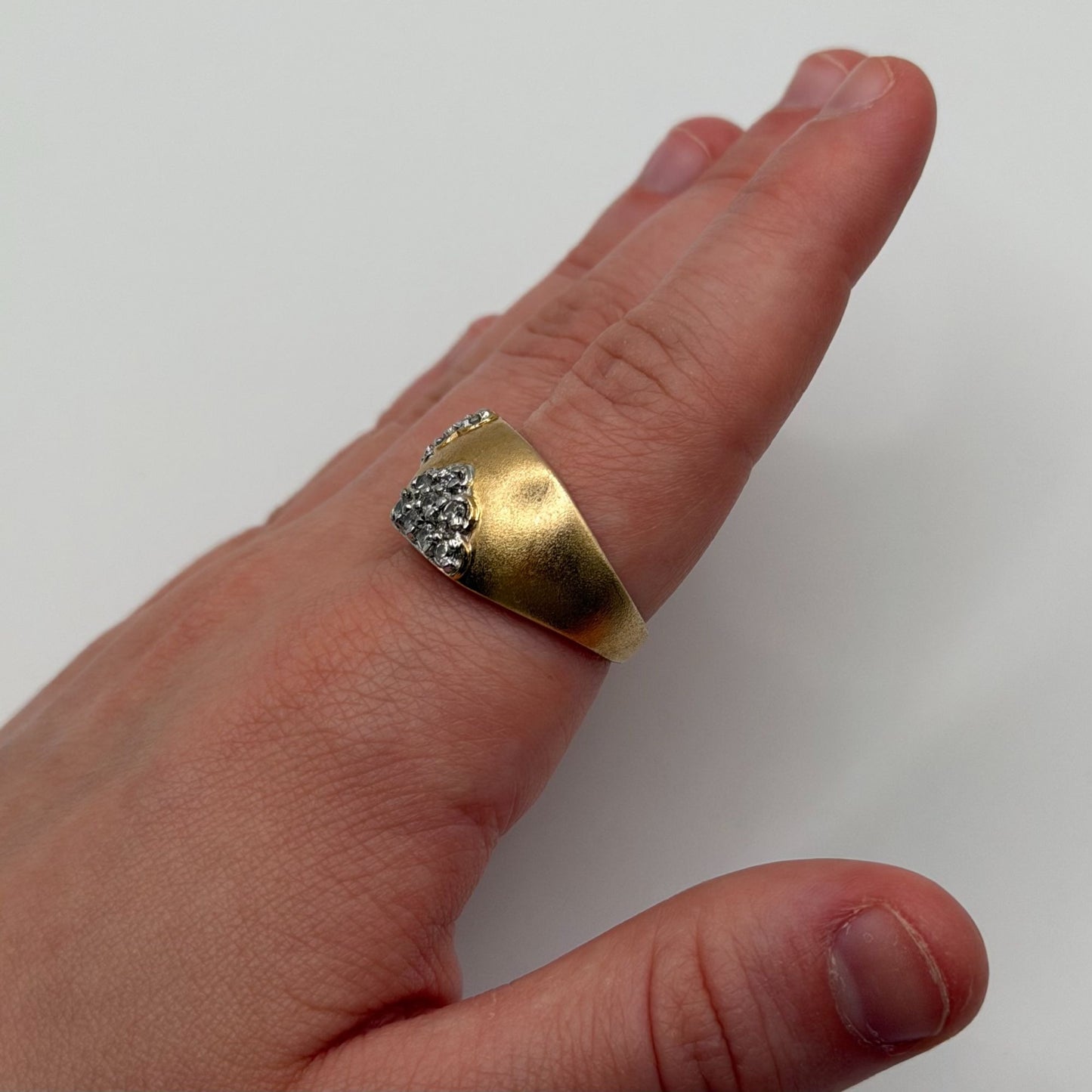 925 Gold Tone Ring With Clustered Silver Accents Sz 9