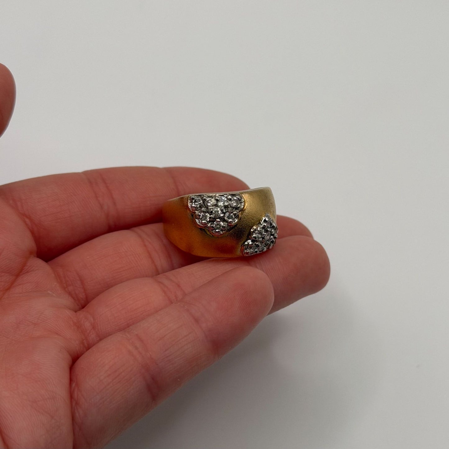 925 Gold Tone Ring With Clustered Silver Accents Sz 9