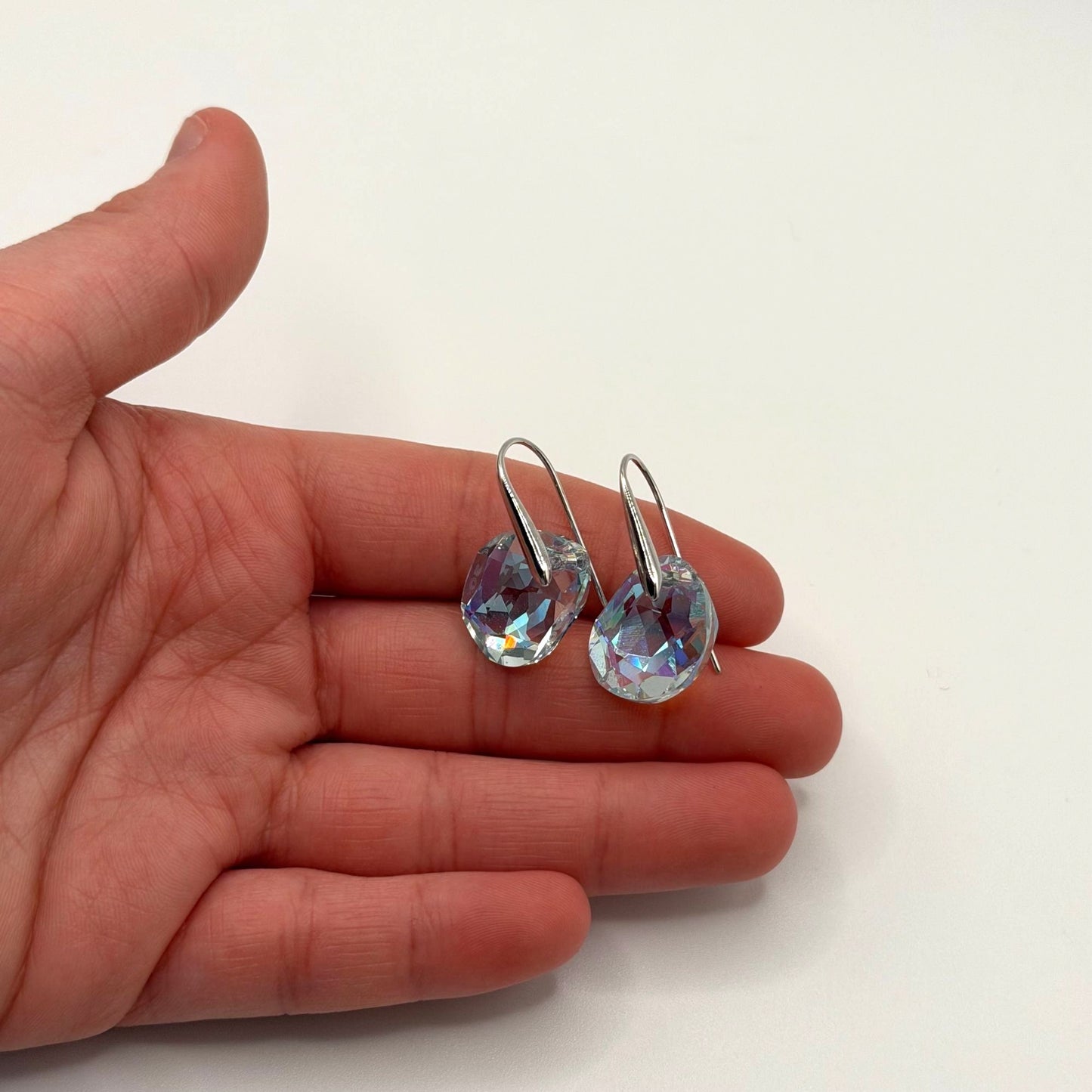 Swarovski Crystal Galet Crystal Drop Earrings In Silvertone