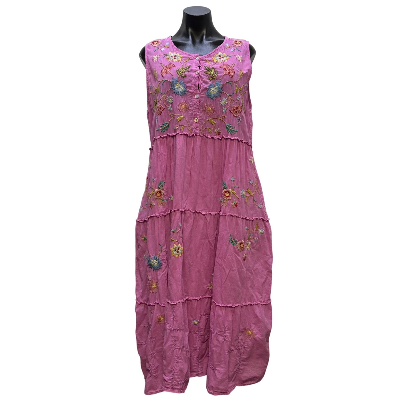 Johnny Was Purple Multi-Color Embroidered Maxi Dress AS IS Size L
