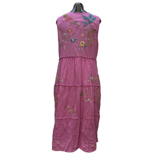 Johnny Was Purple Multi-Color Embroidered Maxi Dress AS IS Size L