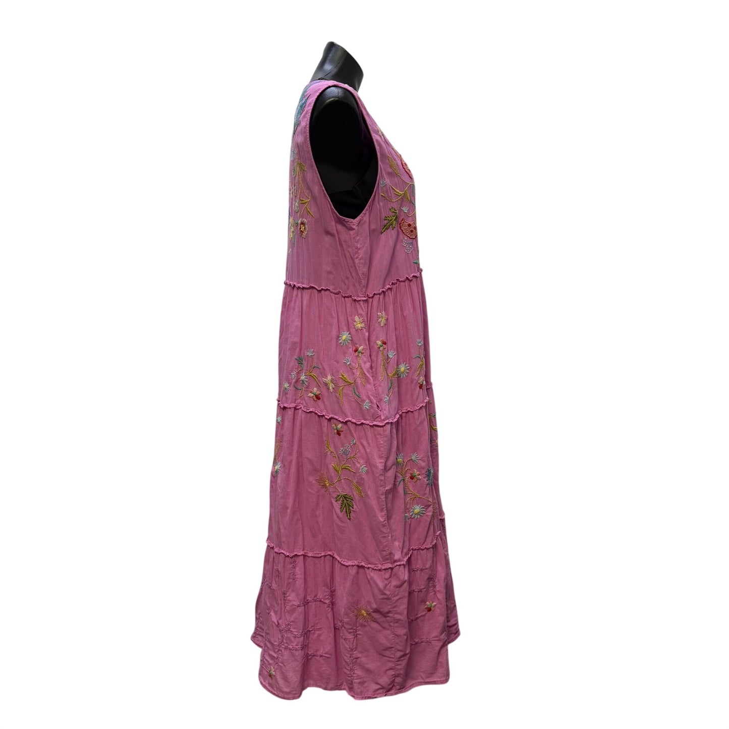 Johnny Was Purple Multi-Color Embroidered Maxi Dress AS IS Size L