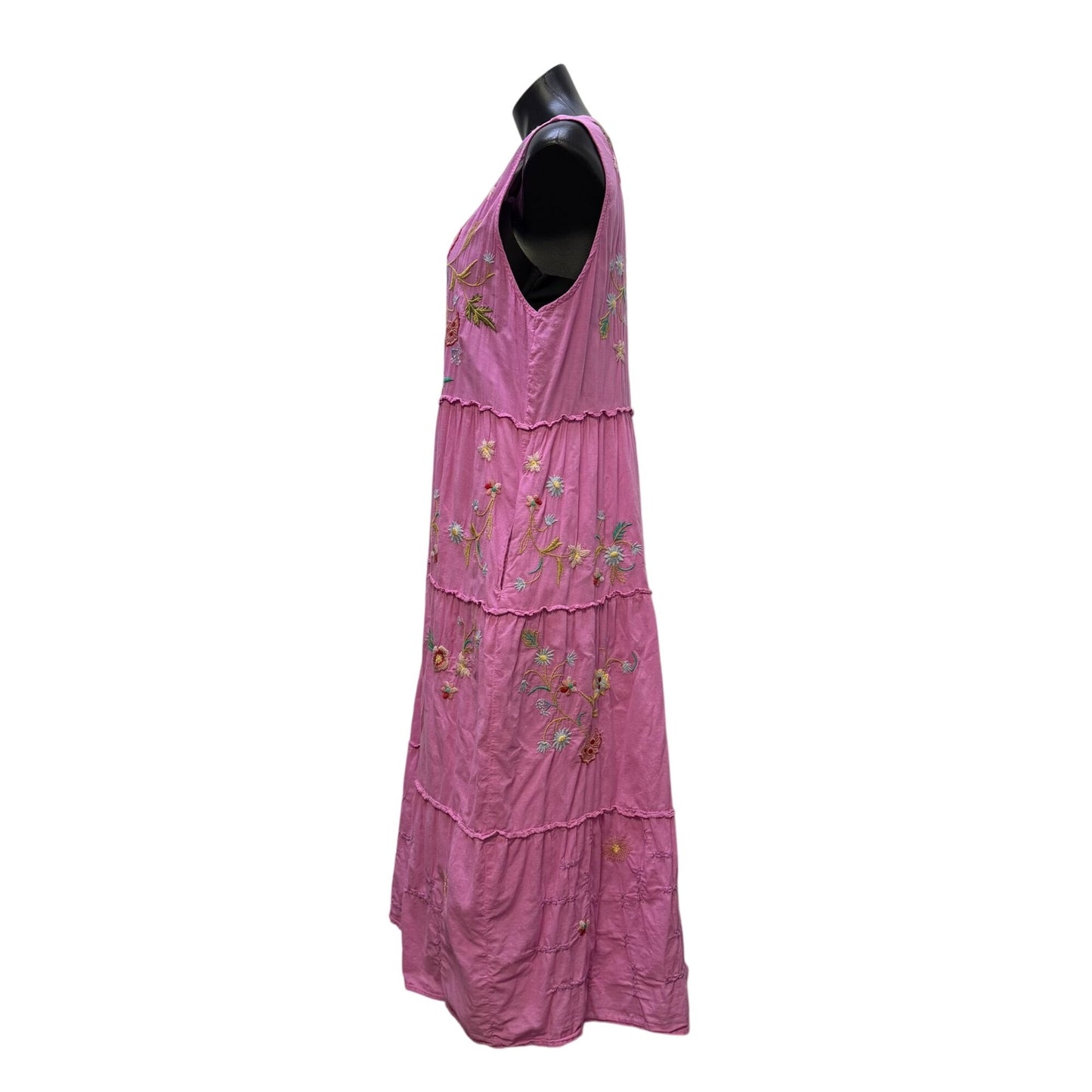 Johnny Was Purple Multi-Color Embroidered Maxi Dress AS IS Size L