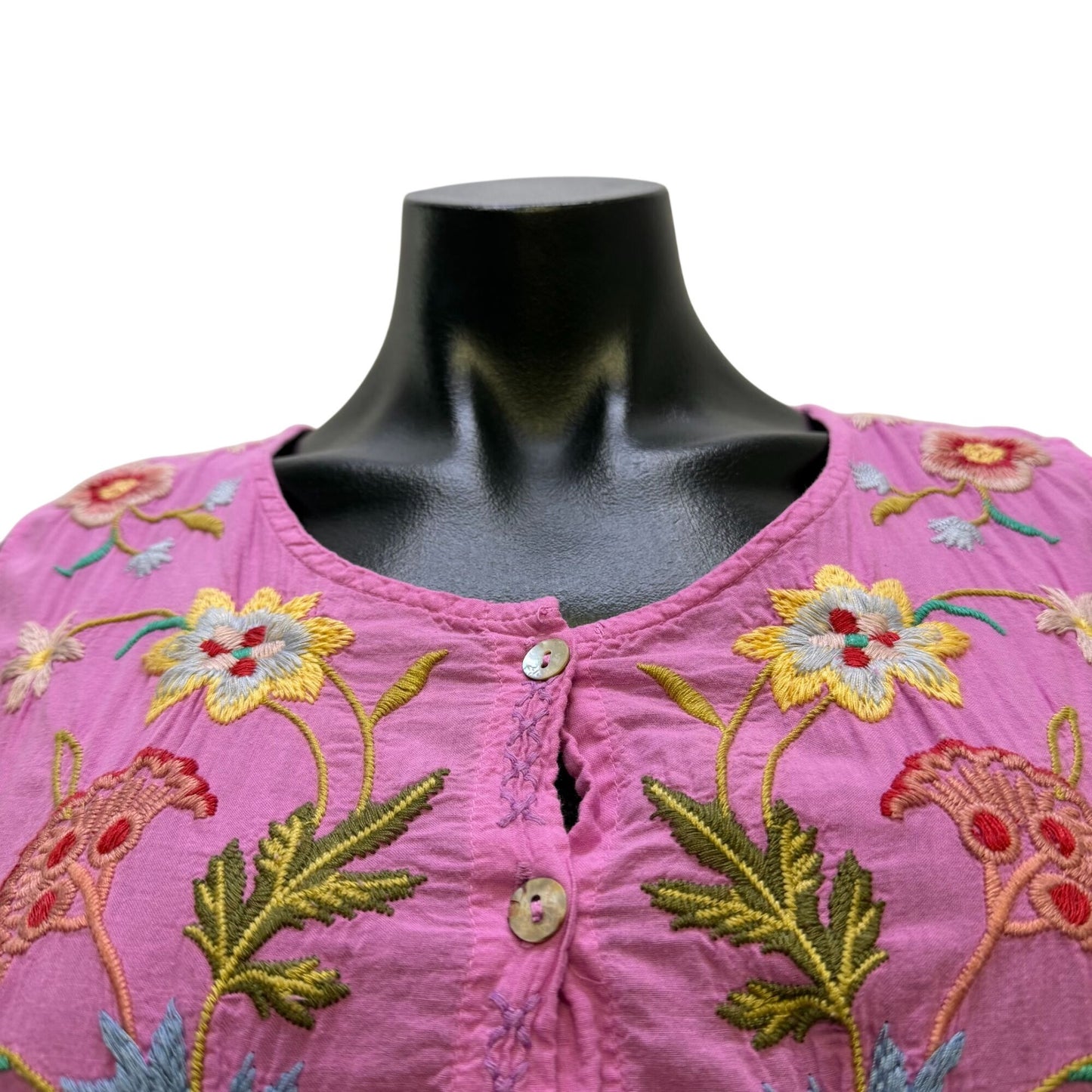 Johnny Was Purple Multi-Color Embroidered Maxi Dress AS IS Size L
