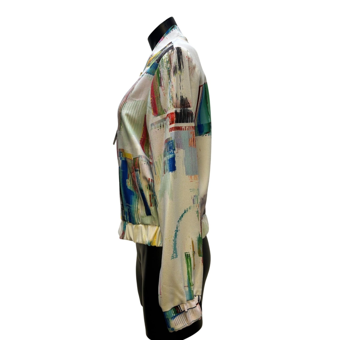 NWT Robert Graham Abstract Print Bomber Jacket White Multi M