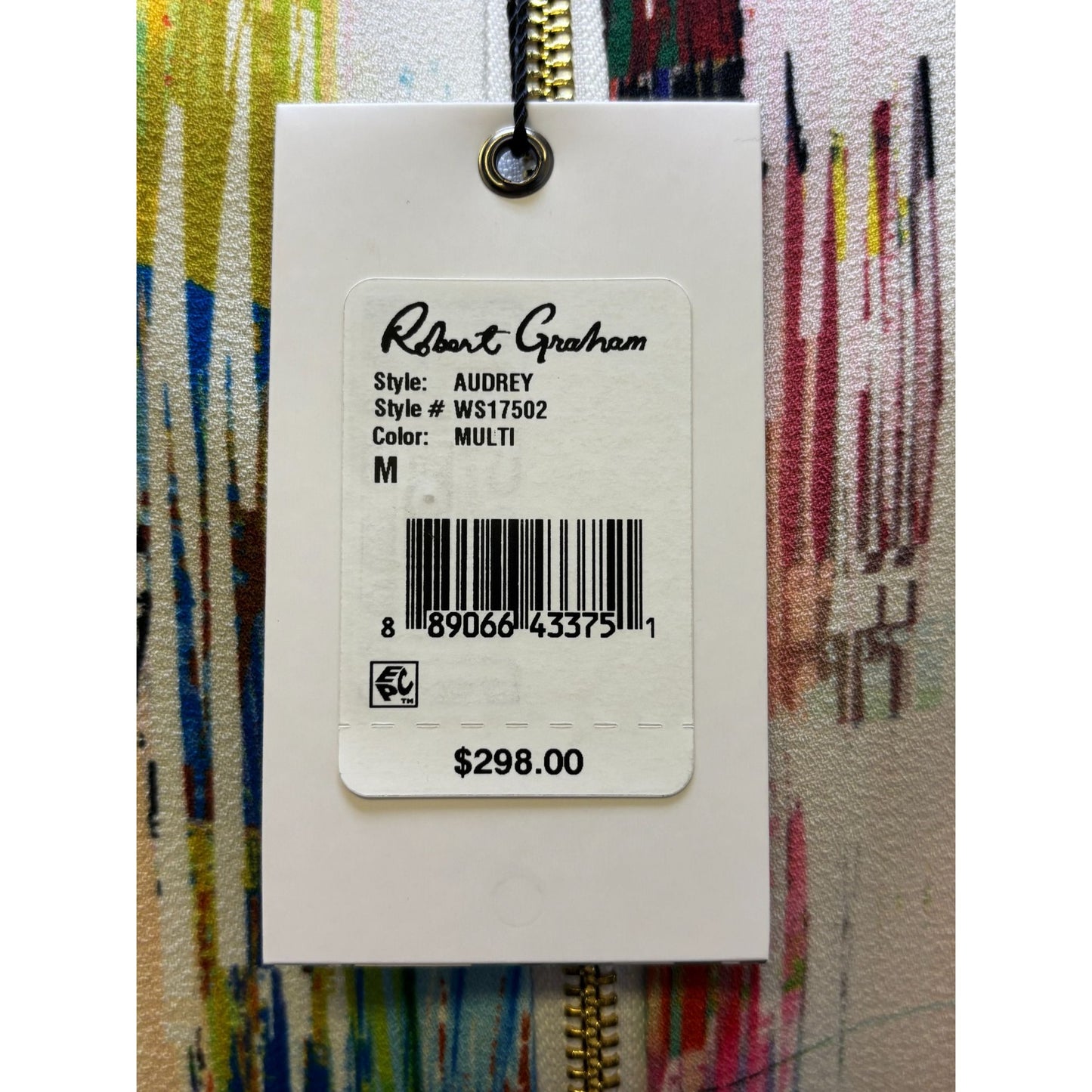 NWT Robert Graham Abstract Print Bomber Jacket White Multi M