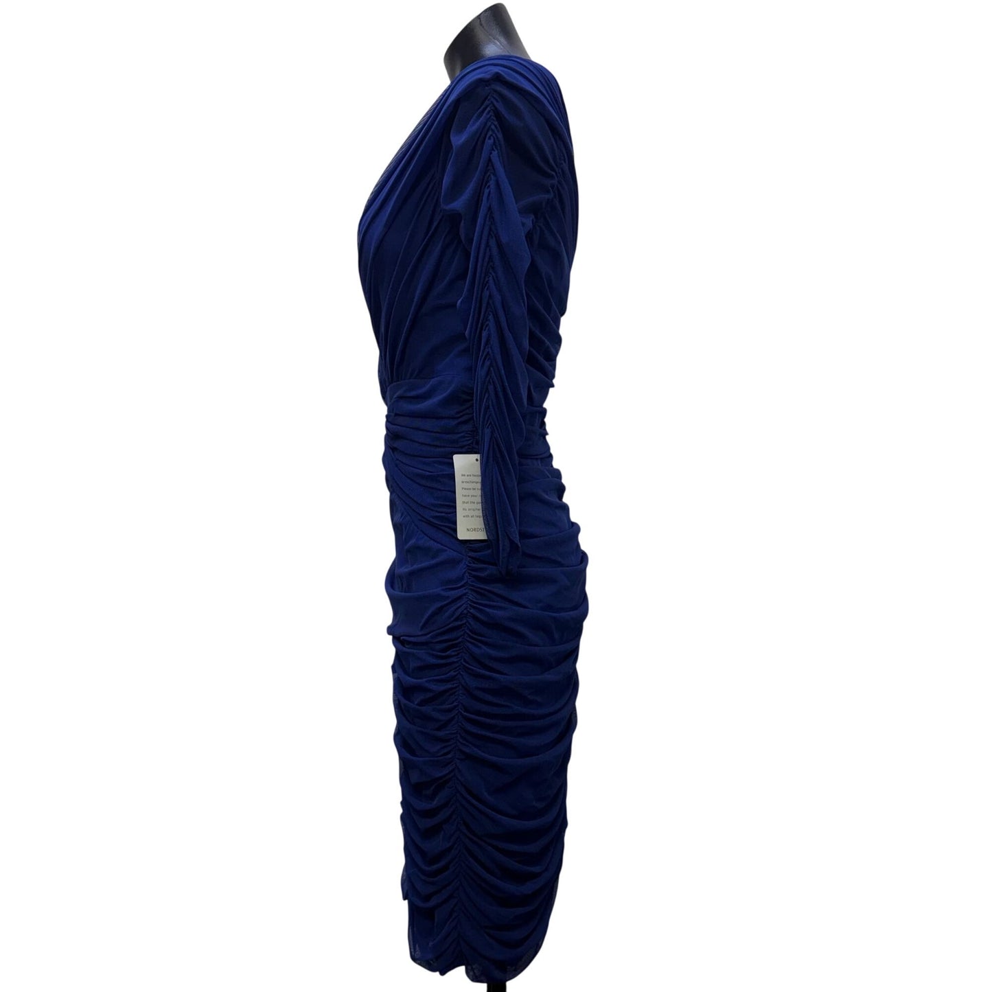 NWT Tadashi Shoji Royal Blue Ruched Mesh Long Sleeve Dress XL