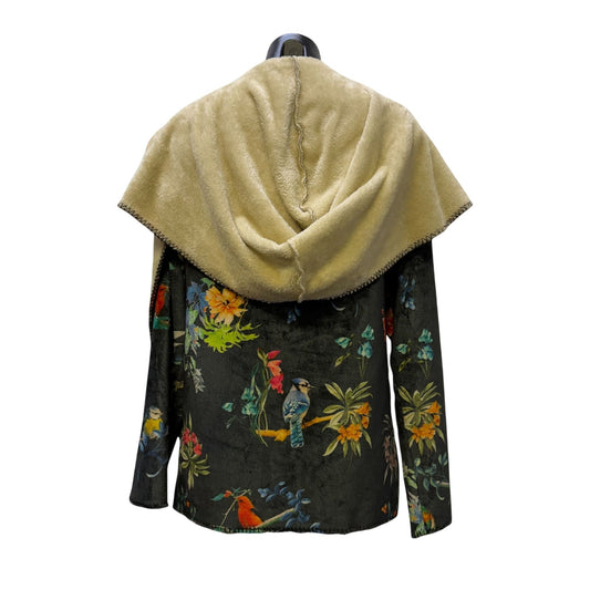 Johnny Was Beige & Green Floral Hooded Coat Jacket S